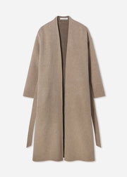 Wrap Coat in Double Faced Wool Cashmere  - Taupe - CO Collections
